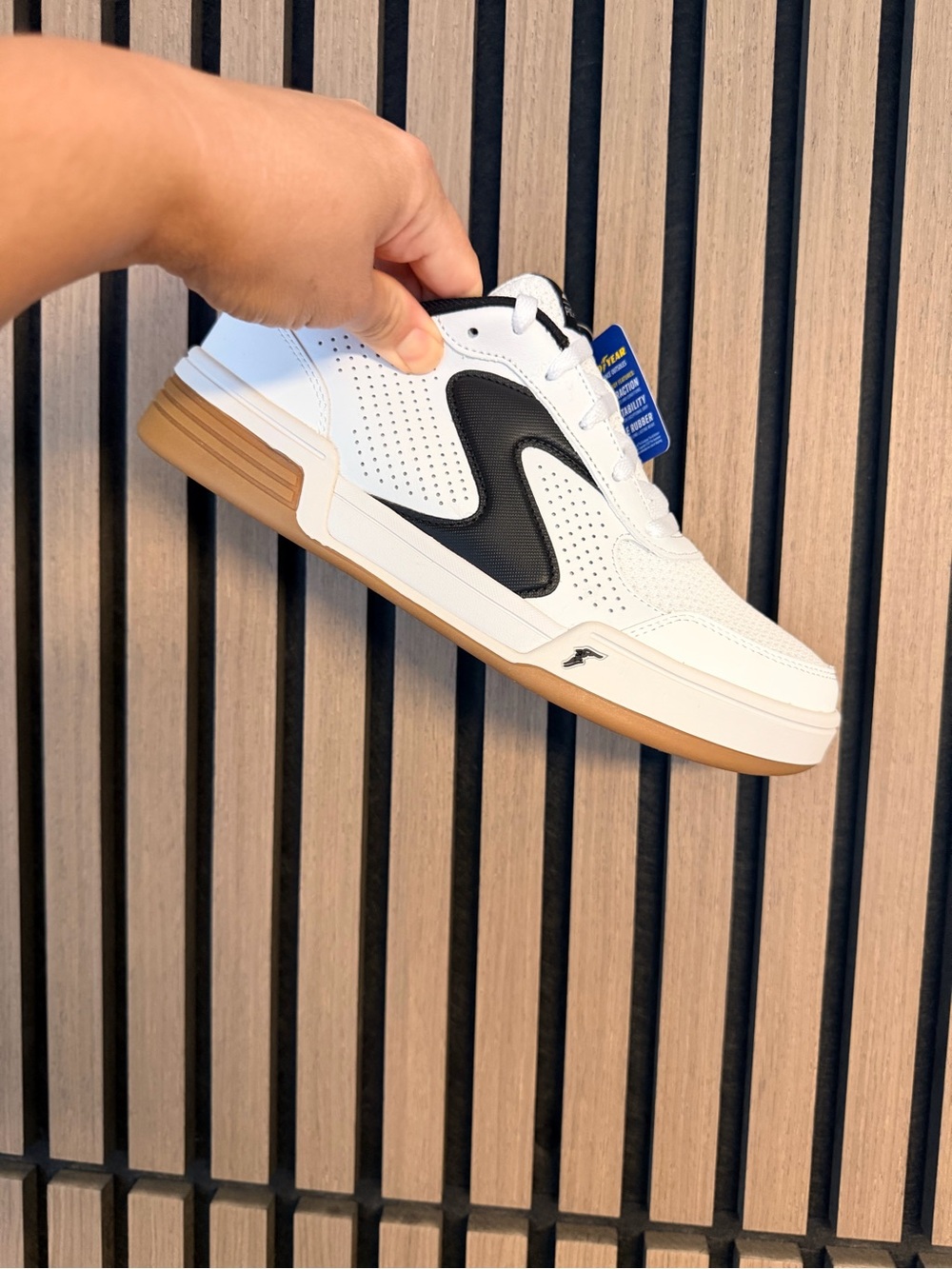 Women's White Black Accent Athletic Sneakers with Gum Sole